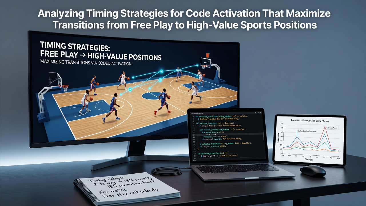 Diagram showing timing strategies for code activation in digital wagering platforms transitioning from free play to sports positions