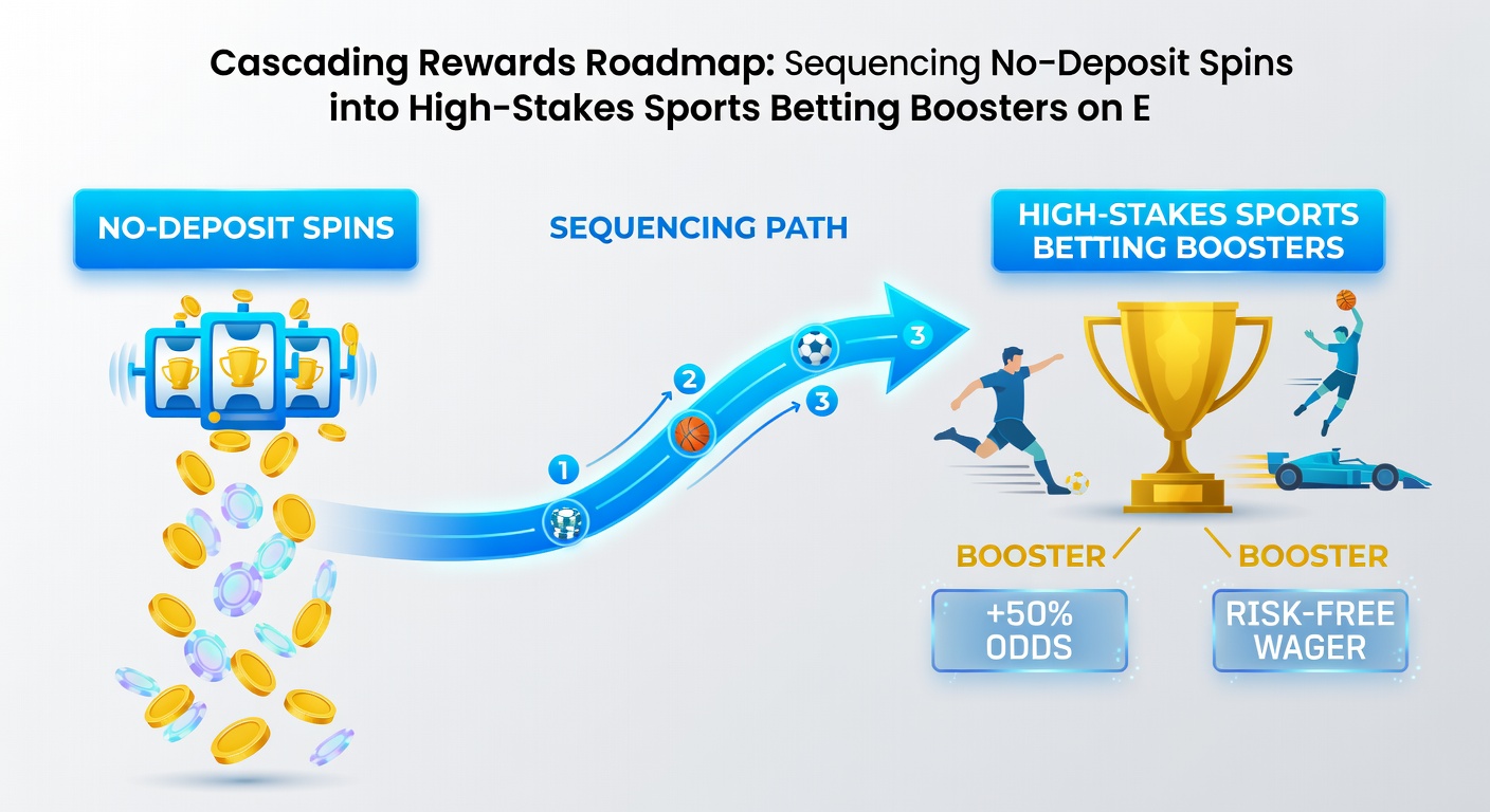 Detailed infographic of reward sequencing steps from free spins winnings to amplified sports betting promotions