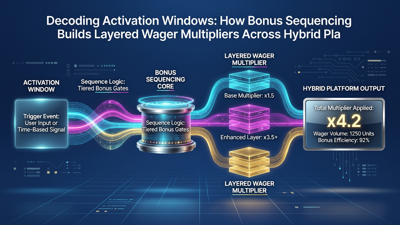 Flowchart showing layered wager multipliers built through sequential bonus activation on hybrid platforms