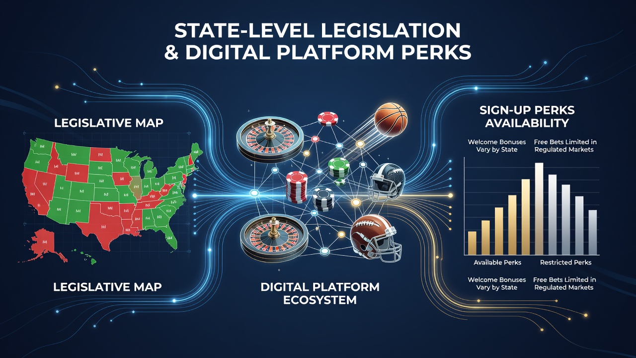 Illustration of state capitol building influencing digital gaming regulations