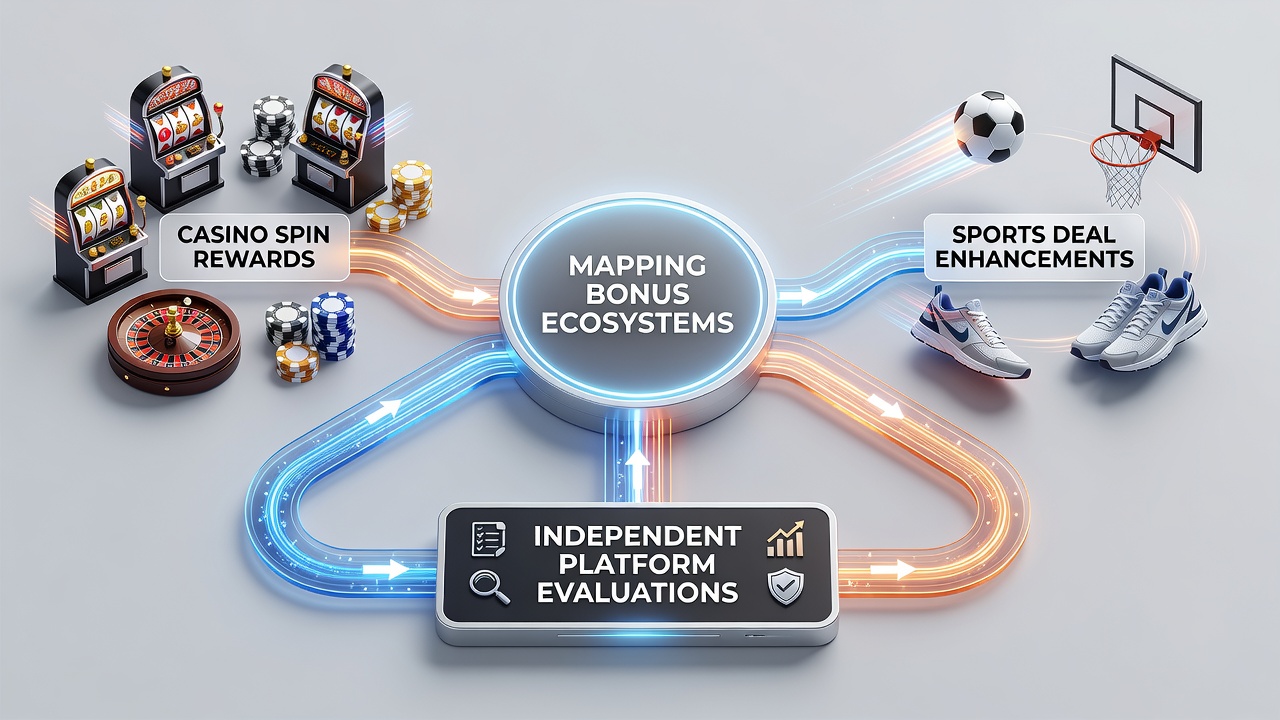 Overview of interconnected casino and sports betting reward systems displayed on digital interfaces