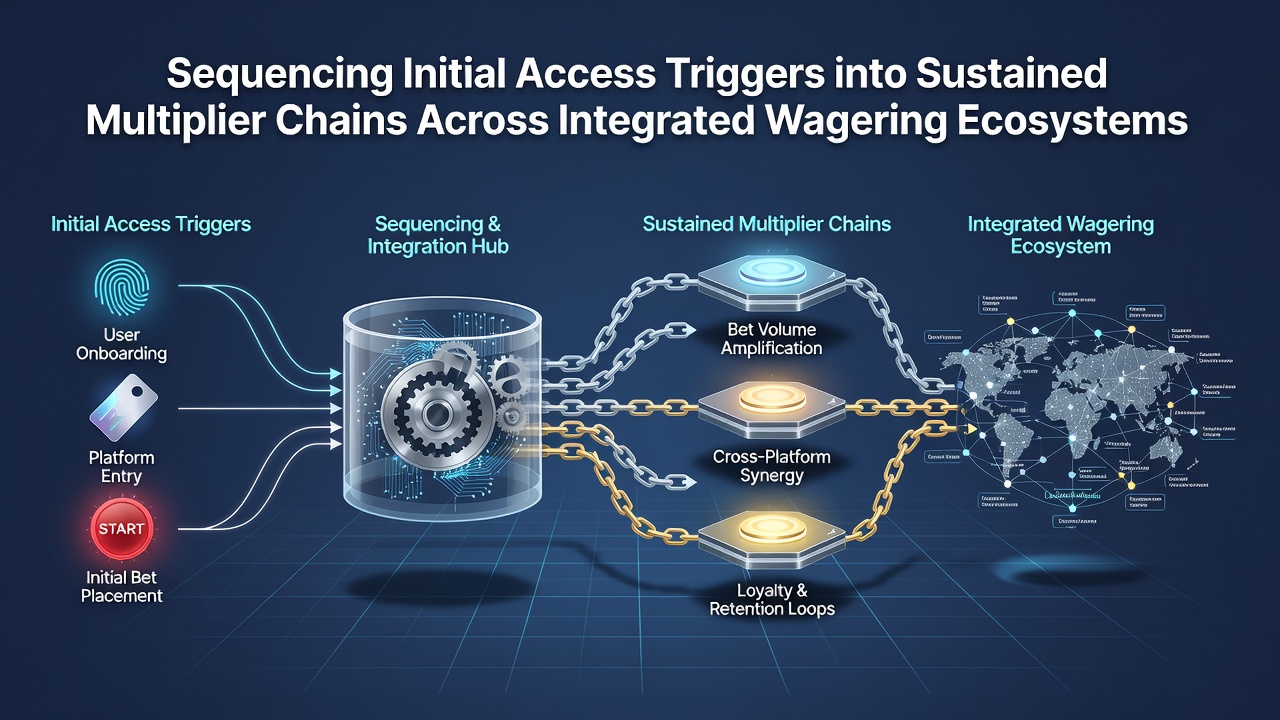Flowchart illustrating how casino triggers convert into sports betting multipliers within the same account